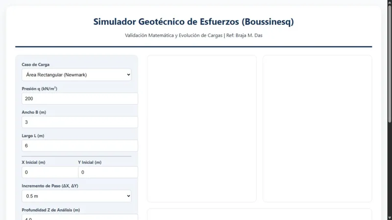 Vista previa de simulador de esfuerzos de boussines